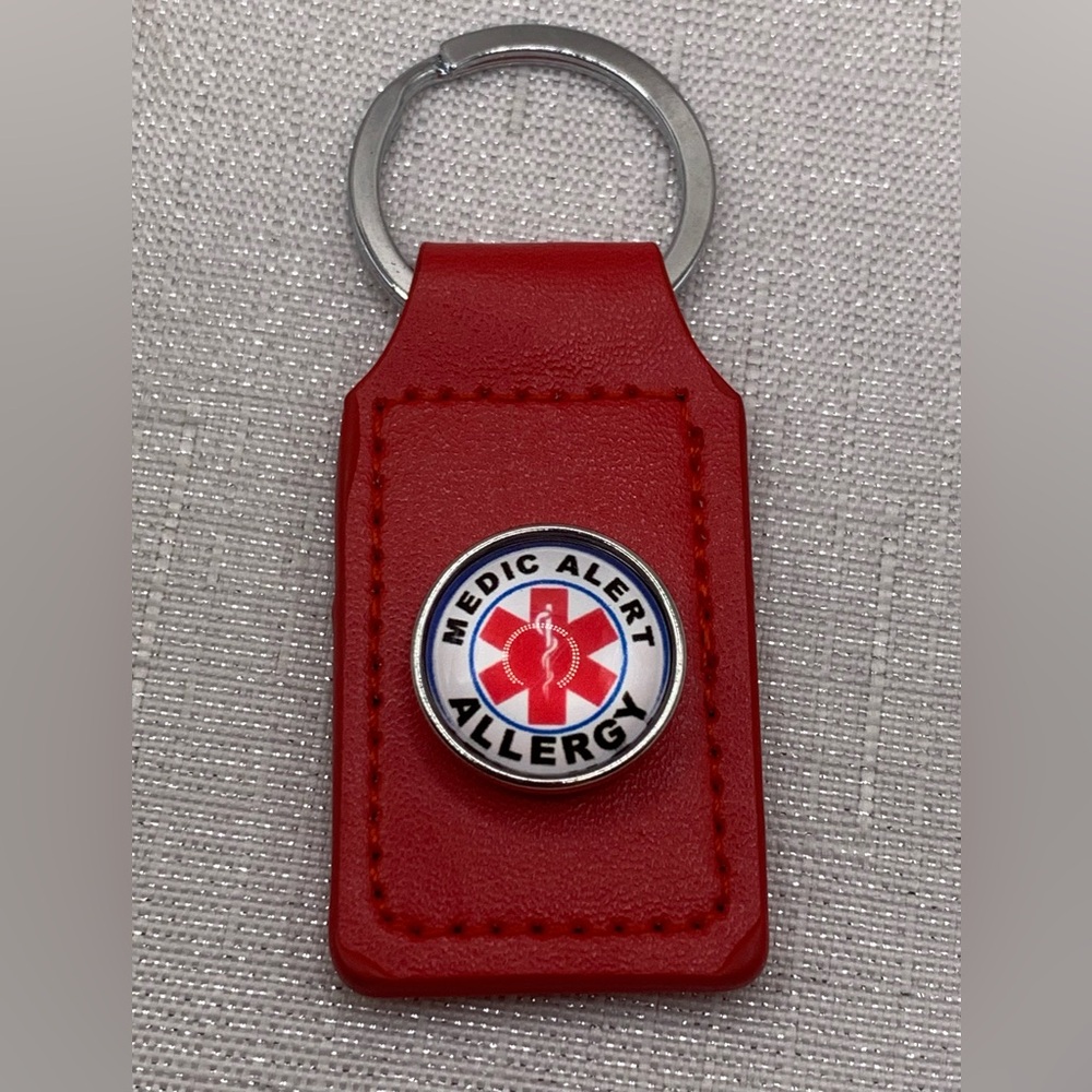 Allergy Medical Alert Snap Button Charm Keychain
